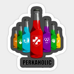 Zombie Perks in Triangle Perkaholic on Charcoal Sticker